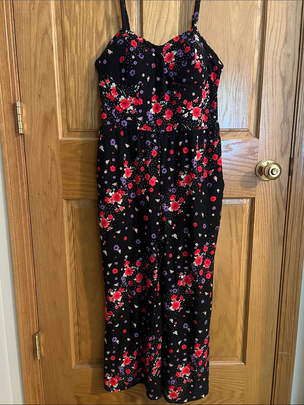 No Boundaries Black Romper with Pink and Purple Floral Accents